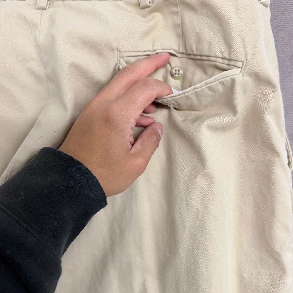 Polo Ralph Lauren Mens Khaki Chino Pants 38x32 Tan 100% Cotton Flat Front Chinos